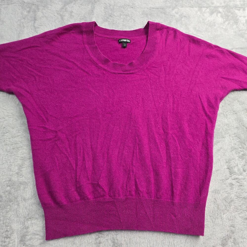 Express 100% Cashmere Sweater Women's Sz S Pink Dolman Sleeve Minimalist Luxury
